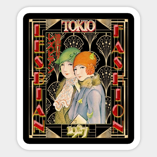 Lesbian fashion Tokio roaring twenties art deco - japanese Sticker by irresolute-drab